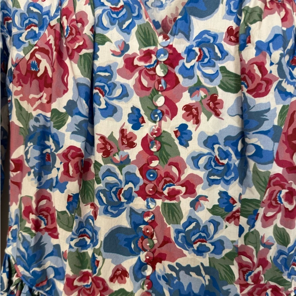 Batsheva Floral Print Cotton Poplin Embroidered Maxi Dress Cottagecore Boho NEW - Picture 8 of 16